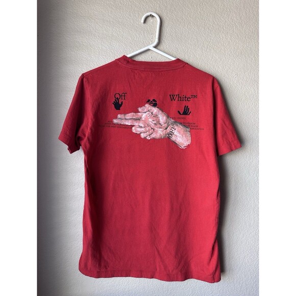 Off-White Main Label Hand Gun Pascal Painting Print T-Shirt Red Men’s Size Small - Picture 1 of 8